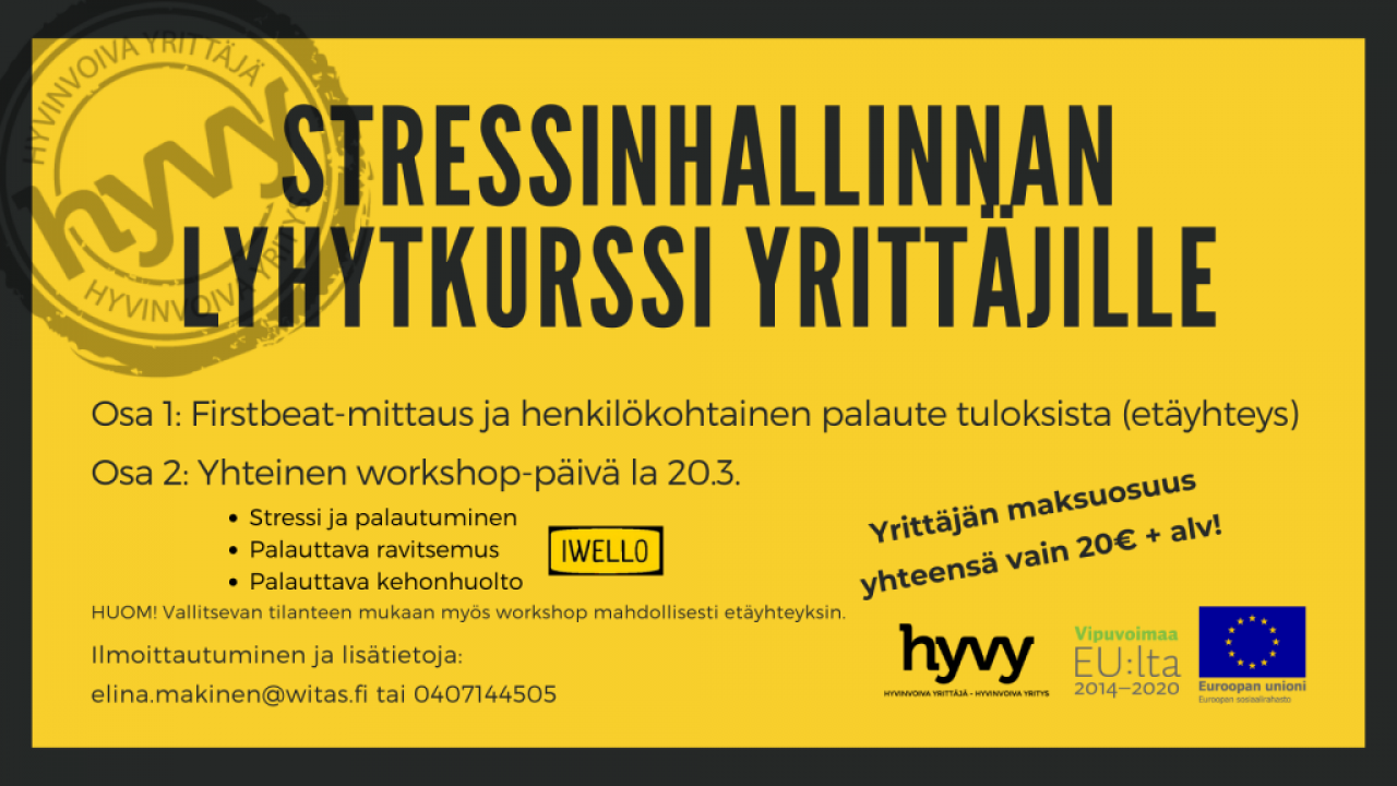 Stressinhallinnan lyhytkurssi yrittäjille