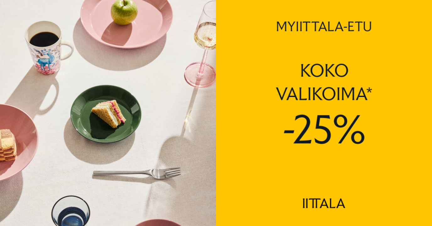Iittala outletissa koko valikoima -25%