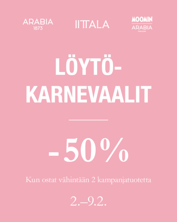 Löytö-karnevaalit -50% etu ostaessasi kaksi kampanjaan kuuluvaa tuotetta