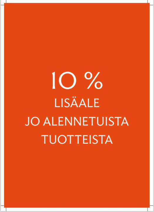 10% lisäale jo alennetuista tuotteista