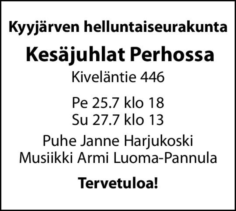 Kesäjuhlat Perhossa 25.-27.7