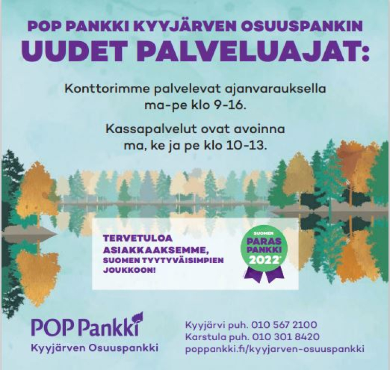 Kuva uusista aukioloajoista.