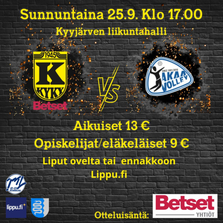 KyKy-Betset vs Akaa Volley Su 25.9. Klo: 17:00