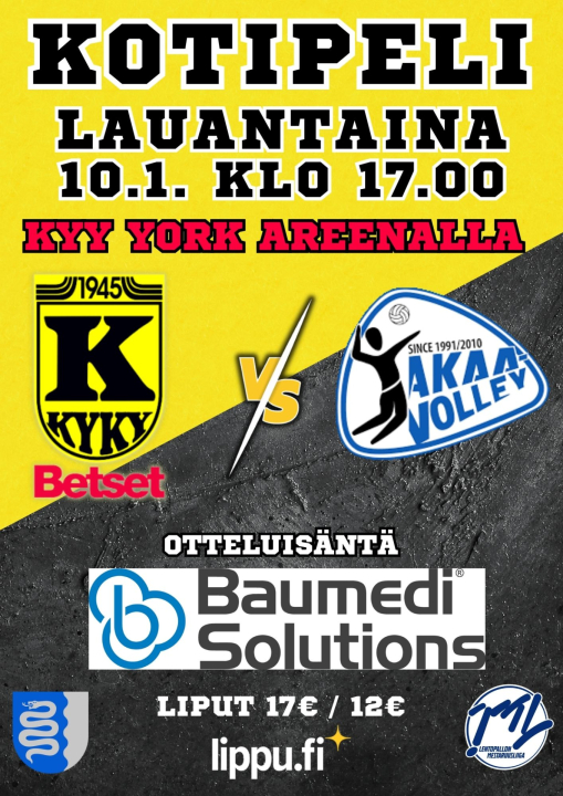 KyKy-Betset vs Akaa-Volley La 10.1. Klo: 17:00