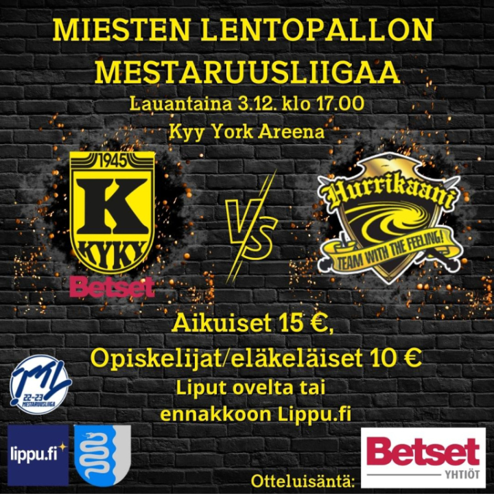 KyKy-Betset vs Hurrikaani Loimaa La 3.12. Klo: 17:00