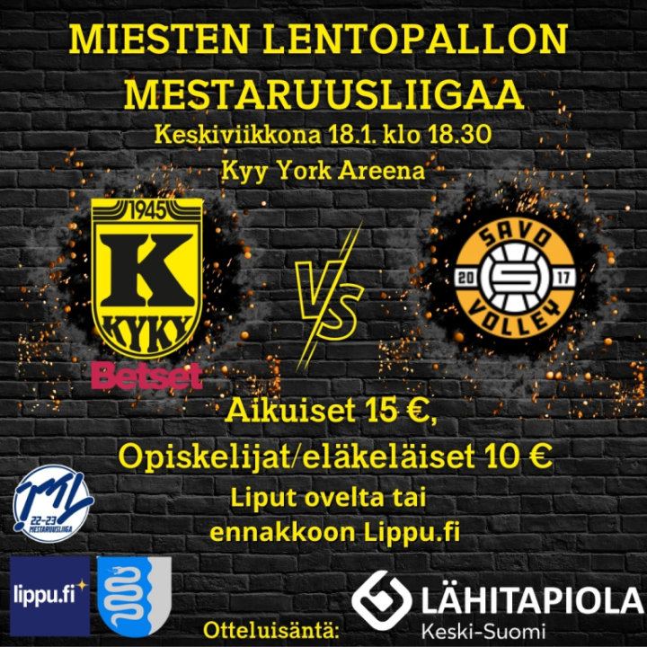 KyKy-Betset vs Savo Volley Ke 18.1. Klo: 18:30