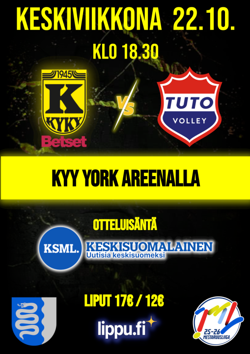 KyKy-Betset vs TUTO Volley Ke 22.10. Klo: 18:30