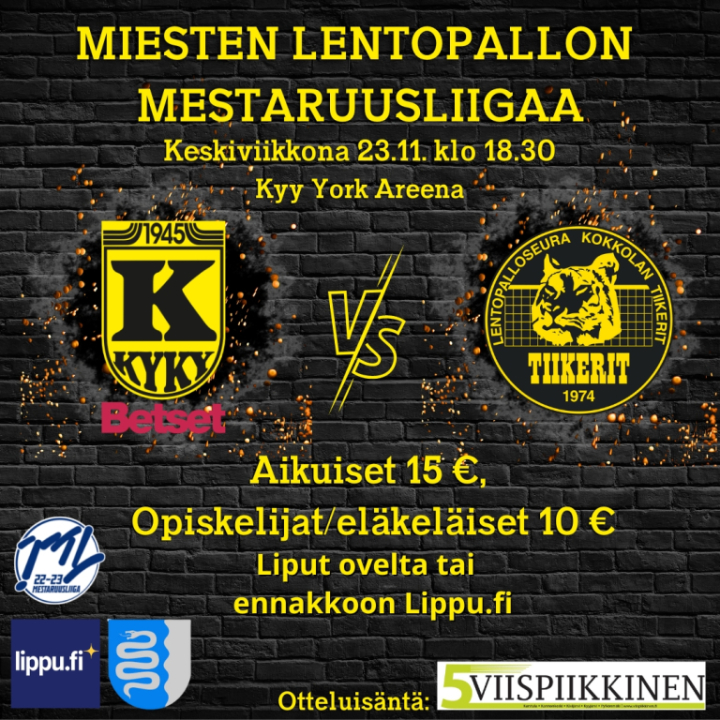 KyKy-Betset vs Tiikerit Ke 23.11. Klo: 18:30