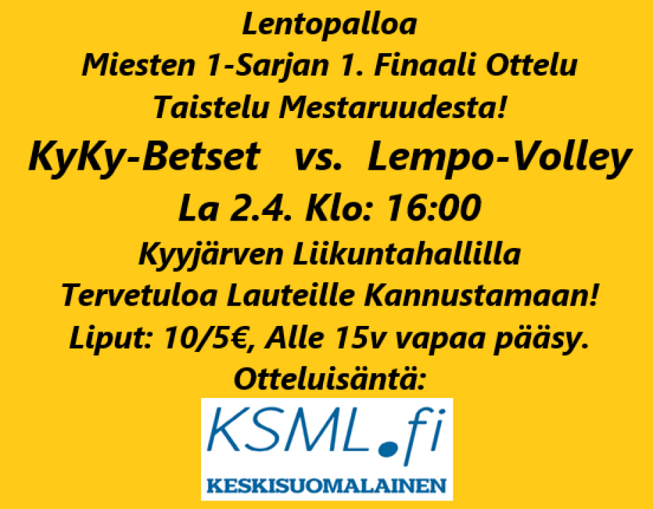 KyKy-Betset vs. Lempo Volley La 2.4. Klo: 16:00