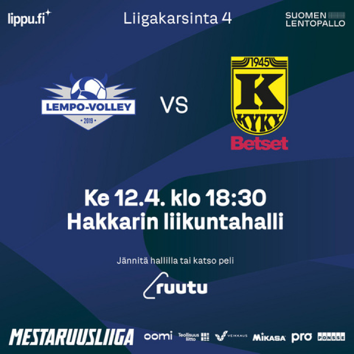 Liigakarsinta 4. Lempo-Volley vs KyKy-Betset 12.4. Klo: 18:30
