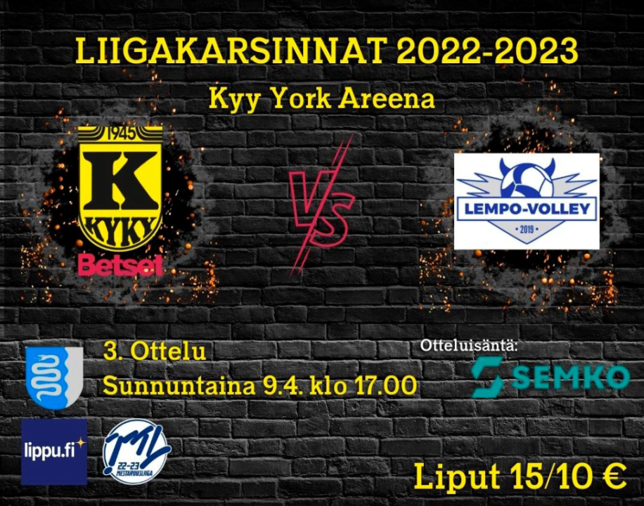 Liigakarsinnat: KyKy-Betset vs Lempo-Volley Su 9.4. Klo: 17:00