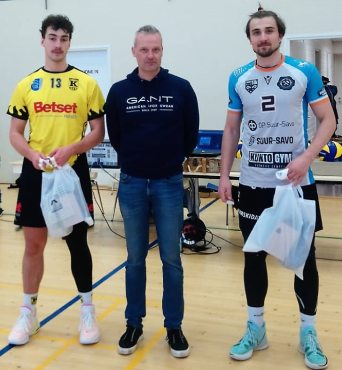 2.Ottelun palkitut: KyKy-Betset: Olli Saarenmaa, East Volley: Taavi Tuominen. Palkinnot jakoi Otteluisäntä MÄKELÄ ALU Oy:n Myyntijohtaja: Mika Korkea-aho.