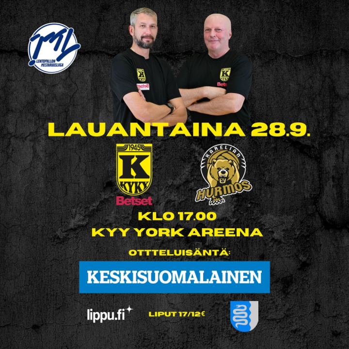 KyKy-Betset vs Karelian Hurmos La 28.9. Klo: 17:00 Kyy York Areena