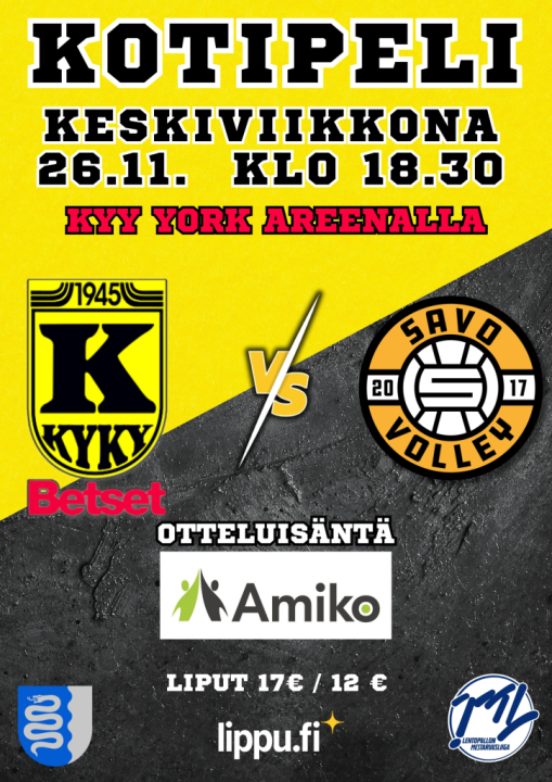 KyKy-Betset vs Savo Volley Ke 26.11. Klo: 18:30