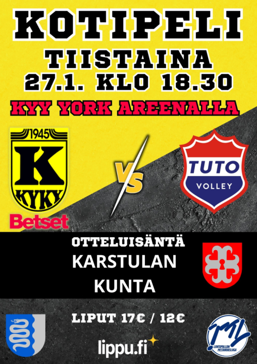 KyKy-Betset vs TUTO Volley Ti 27.1. Klo: 18:30