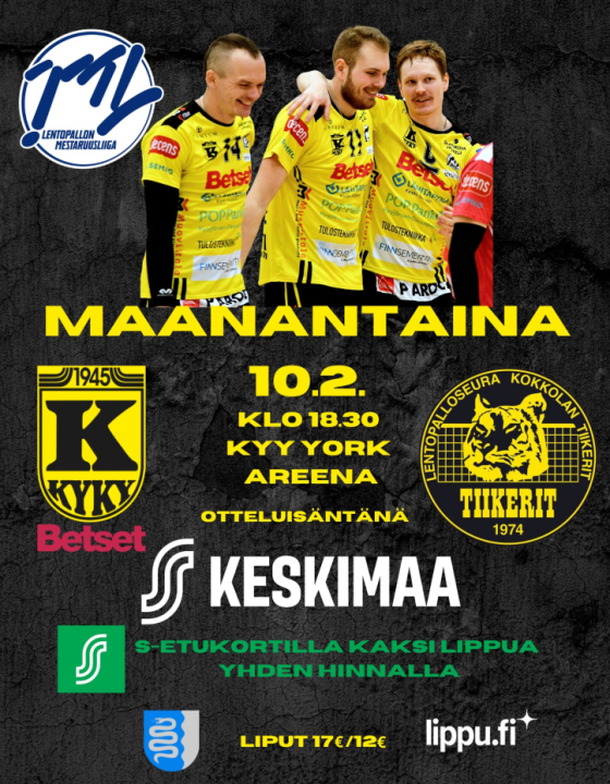 KyKy-Betset vs Kokkolan Tiikerit Ma 10.2. Klo: 18:30