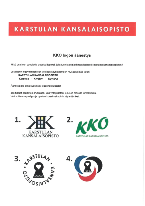 Vaihtoehdot logoksi.