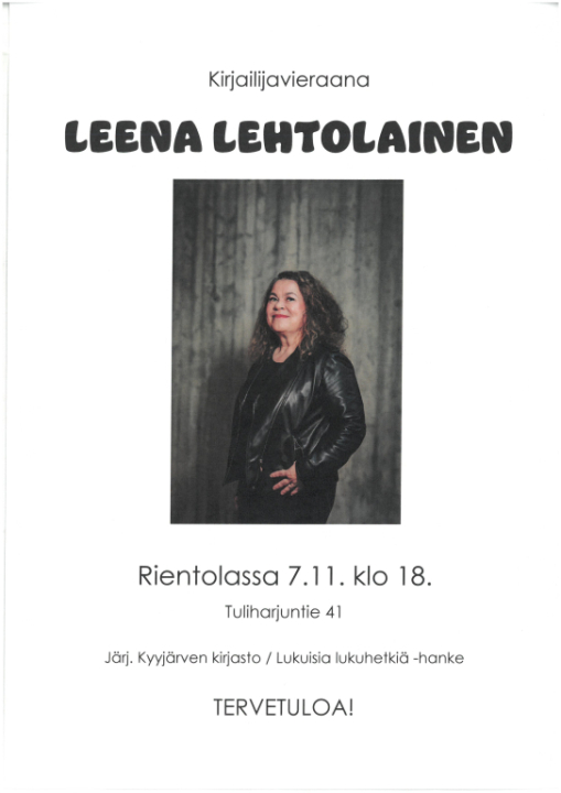 Kirjailijavieraana Leena Lehtolainen.
