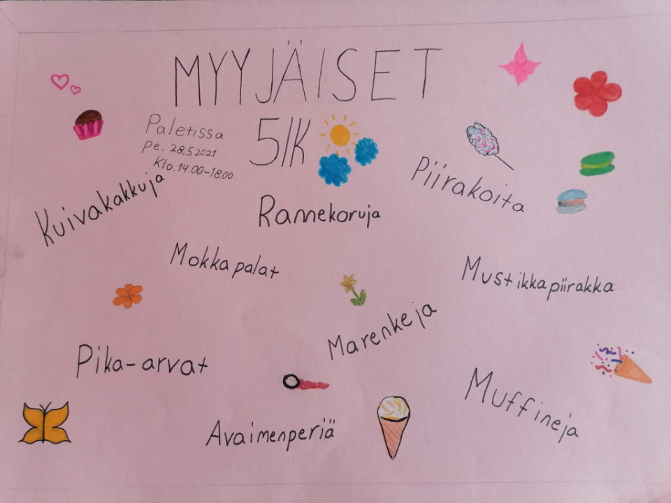 5- luokan myyjäiset 28.5 Paletissa