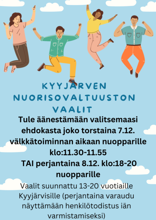 Nuorisovaltuuston vaalien mainos.