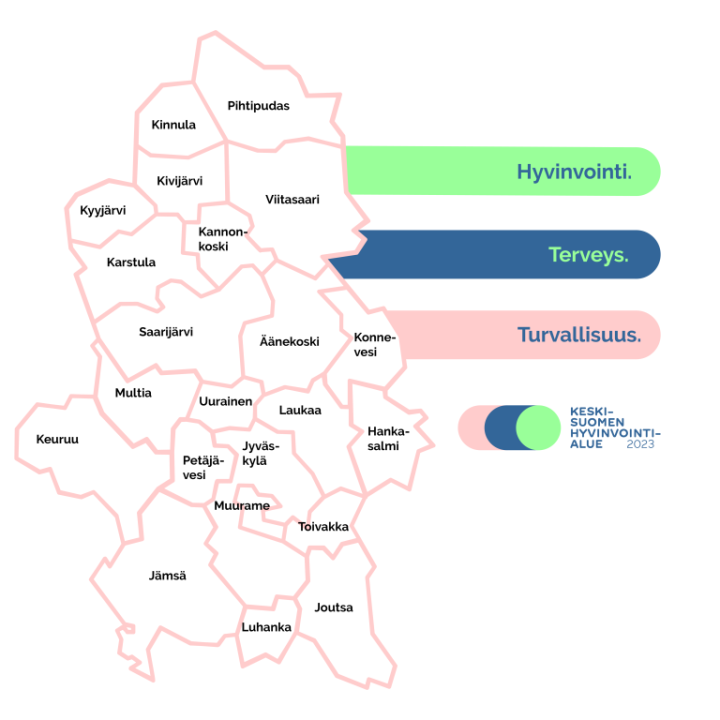 Keski-Suomen hyvinvointialue -kartta.