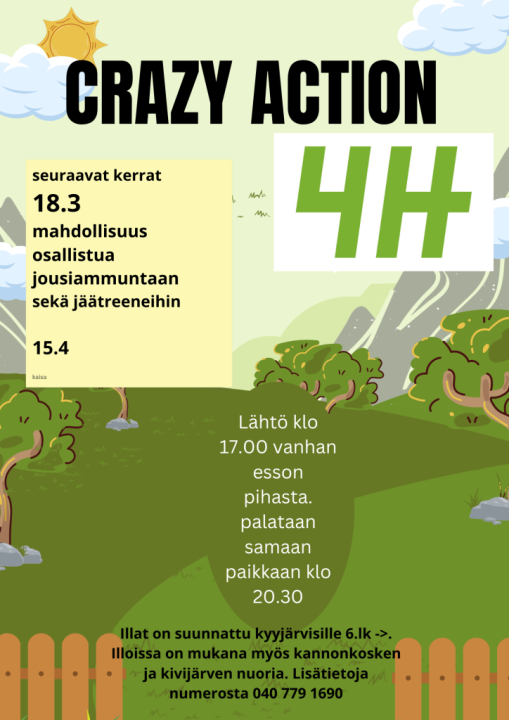 Crazy Action illat 18.3 sekä 15.4