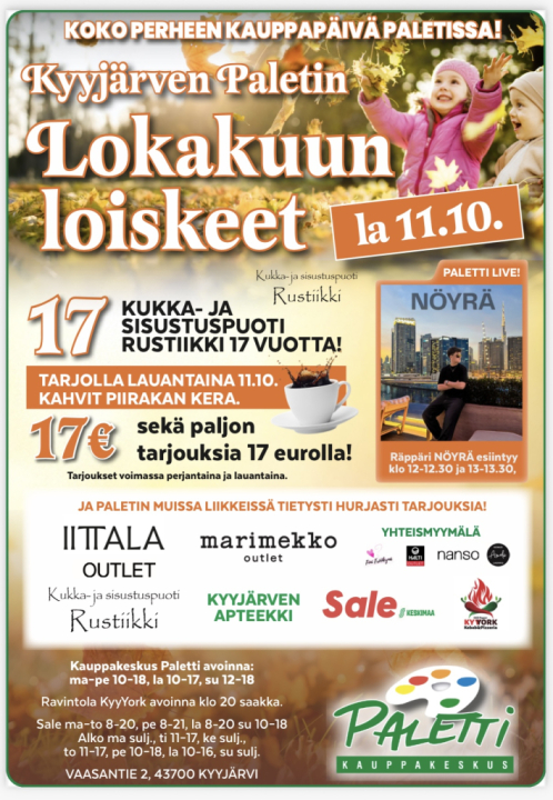 Lokakuun loiskeet Paletissa la 11.10.
