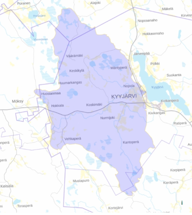 Nopolanjoen valuma-alue kartalla. Lähde: Järviwiki