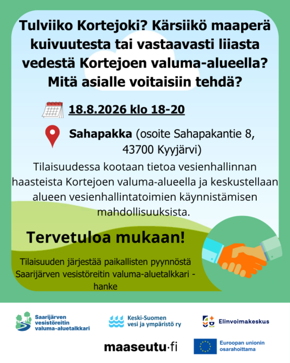 Tapahtumakutsu Kortejoen valuma-alueen maanomistajille ja toimijoille