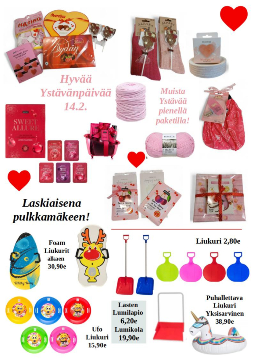 Lahjat ja herkut ystävänpäivään ja laskiaiseen