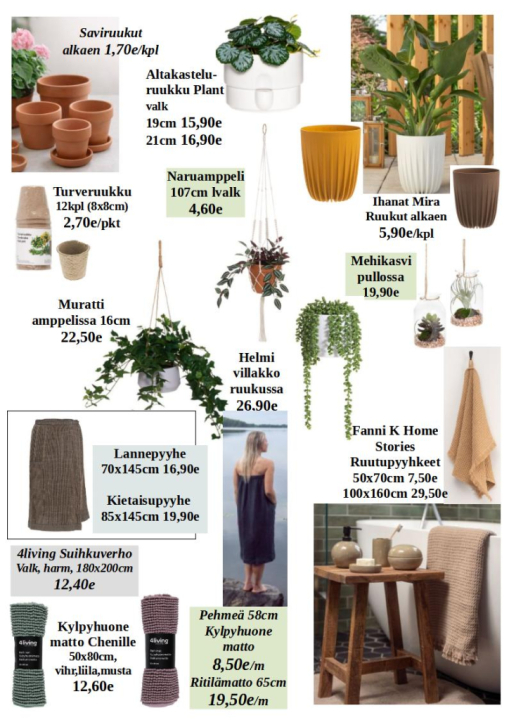 Kasveille ja saunaan