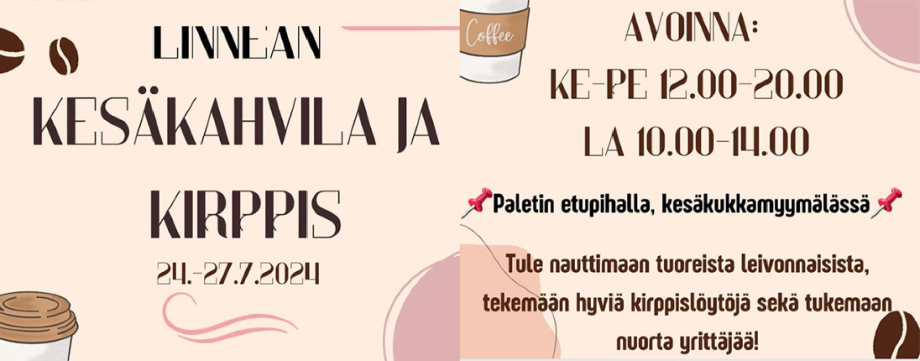 kesäkahvila ja kirppis.