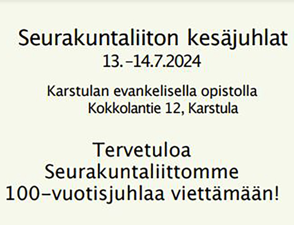 Seurakuntaliiton kesäjuhla Karstulassa.