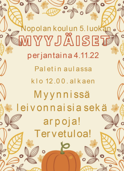 5-luokan myyjäiset  Paletissa