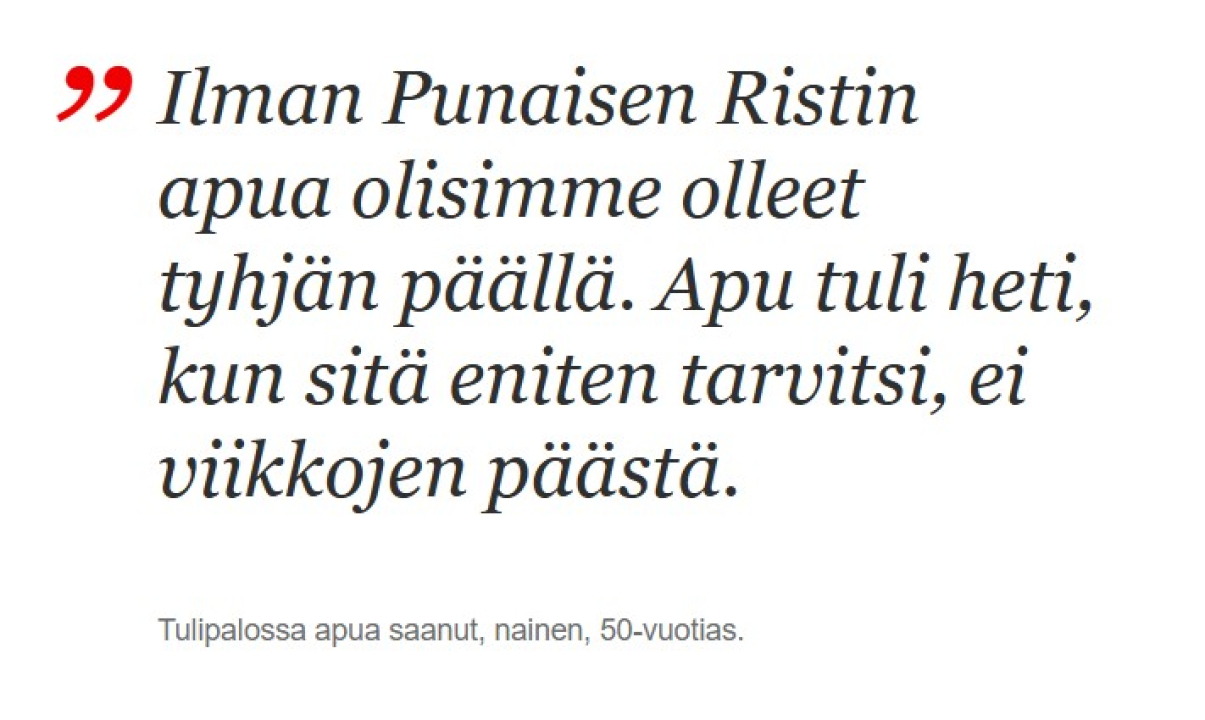 Apu tuli kun sitä tarvitsi