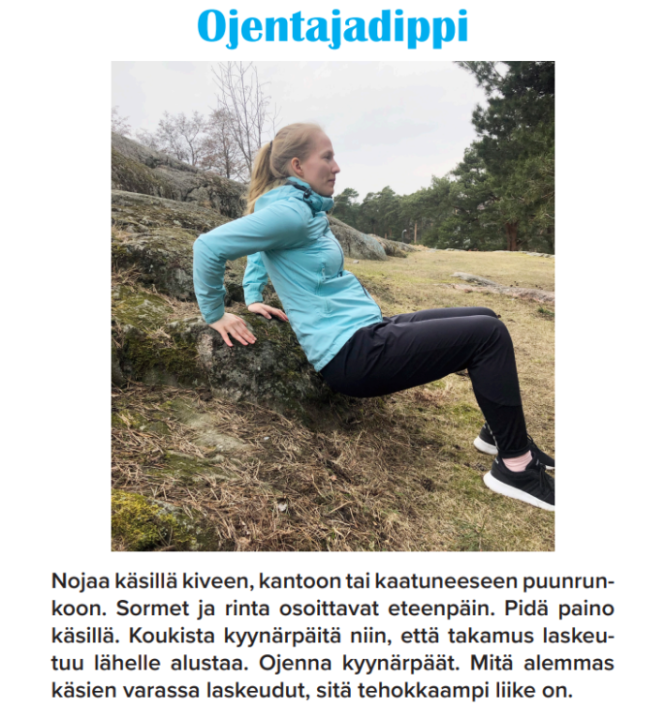 tyttö jumppaa kannolla