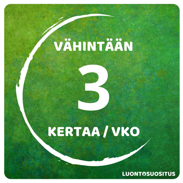 Vähintään 30 minuuttia kerrallaan