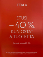 etusi -40% kun ostat 6 tuotetta